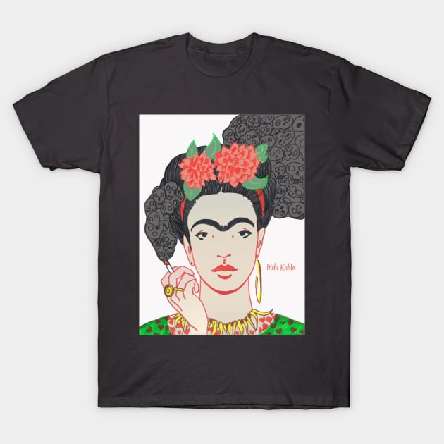 FRIDA KAHLO Mexican Feminist portrait painting T-Shirt by GalleryArtField